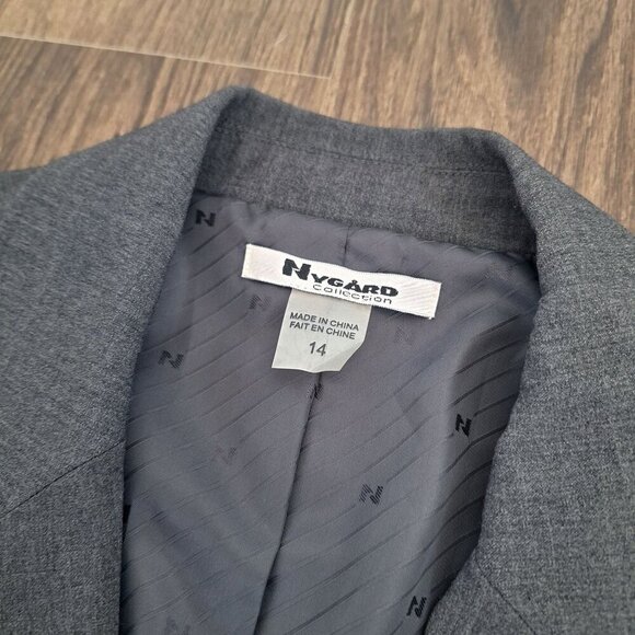 💙 Nygard Gray Lined Blazer Size 14 Preppy Office Formal Work Fall - Picture 4 of 9
